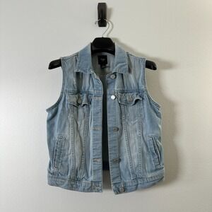 Gap Denim Vest Womens XS Blue Jean Cottage Core Grunge Rocker Pockets Y2K